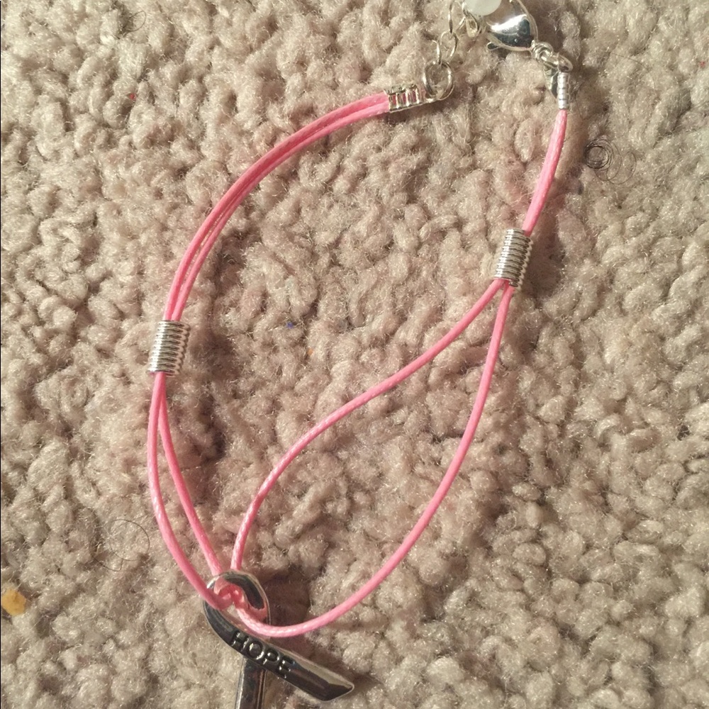 Pink hope ribbon bracelet